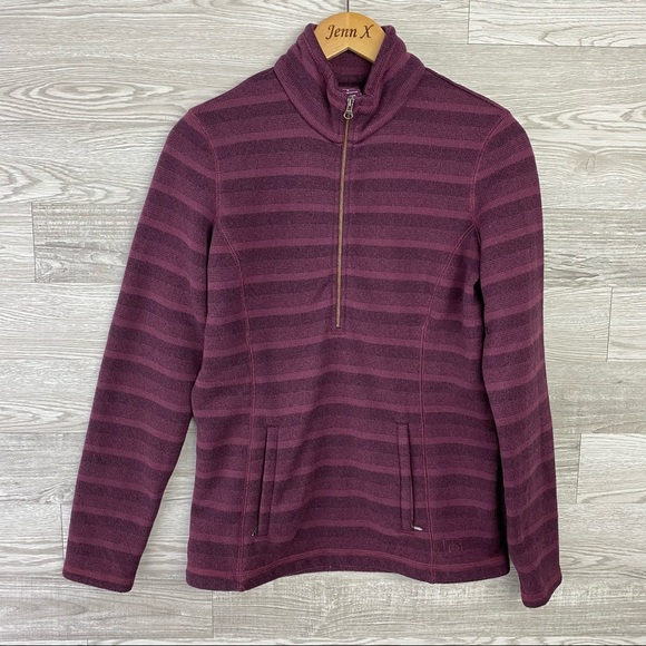 Rei Burgundy Purple Strip Zip Up Sweater Jacket - Picture 1 of 5